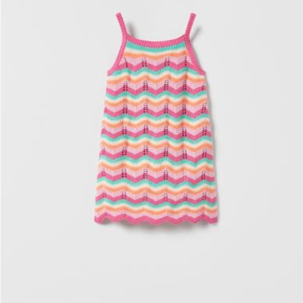 NWT ZARA CROCHET KNIT DRESS MULTICOLORED 0/2582/628/330/72